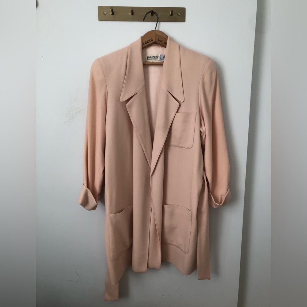 Vintage Ports International Virgin Wool Coat / Trench - Blush Pink - Lightweight